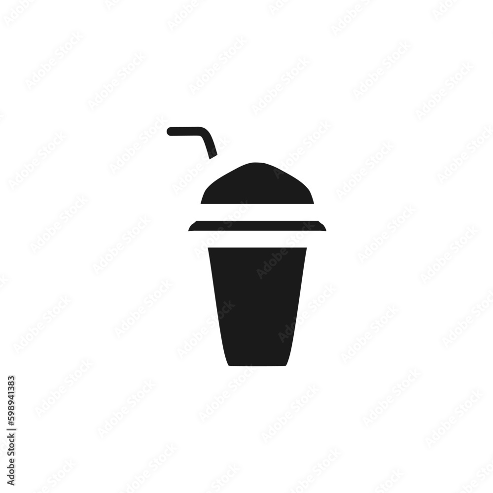 Bubble tea cup or boba drink icon, world cuisine black fill vector