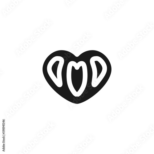 Butter cookies in love shape icon, world cuisine black fill vector illustration in trendy style. Editable graphic resources for many purposes.