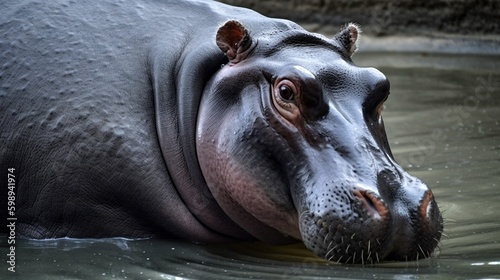 hippopotamus in water generative ai © Scheidle-Design