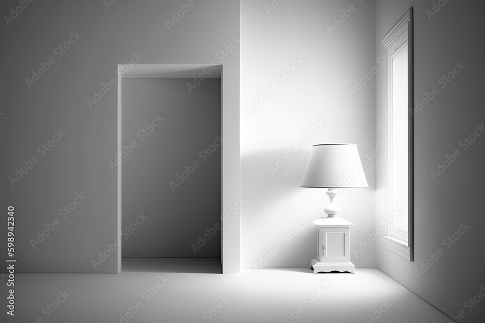 room with lamp and wall, AI Generative