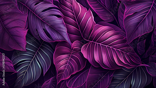 Tropical leaves vibrant and beautiful concept colorful. Natural beauty. Generative AI. © Pickoloh