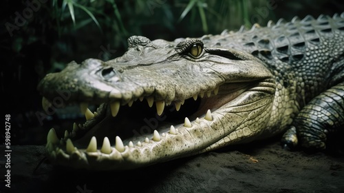 Closeup of a crocodile and alligator in water   © Corinna