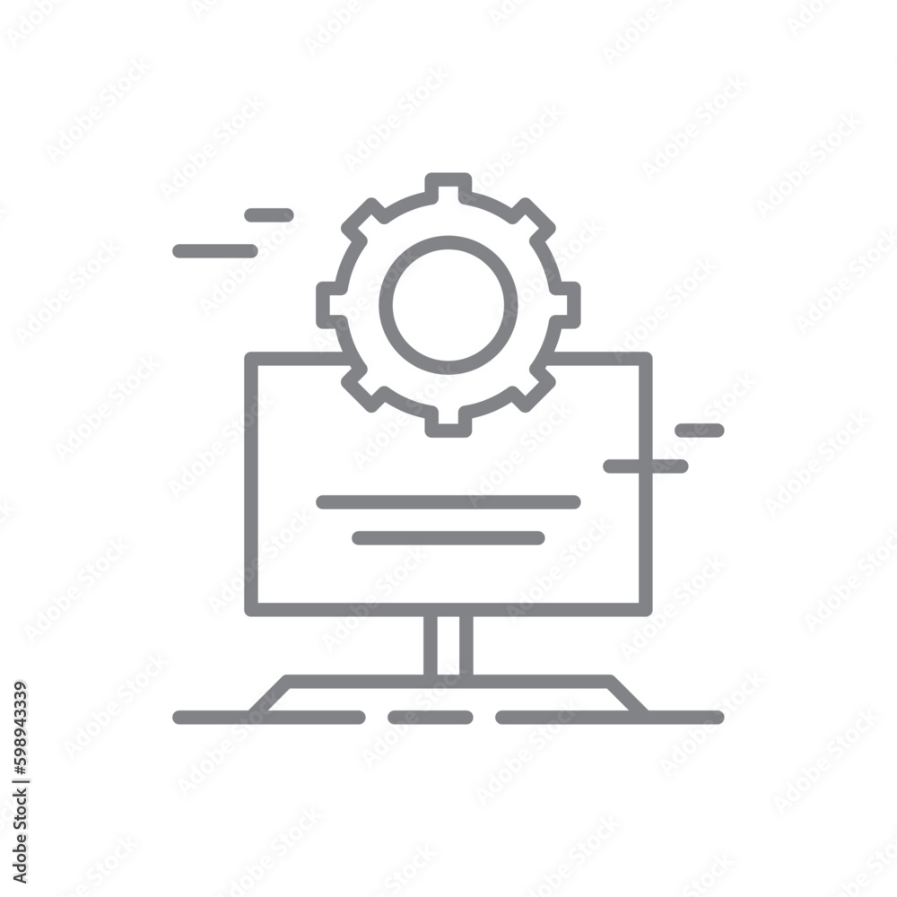 Computer Crisis management icon with black outline style. internet, pc, laptop, device, equipment, display, digital. Vector illustration Computer Crisis management icon with black outline style. internet, pc, laptop, device, equipment, display, digital. Vector illustration