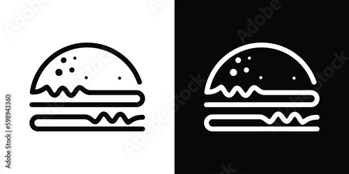 burger logo design, burger icon with line vector illustration style