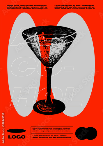 Alcoholic beverage garnish. Minimalist vector illustration. Old Fashioned, Negroni and Cosmopolitan Cocktail wall art posters. 