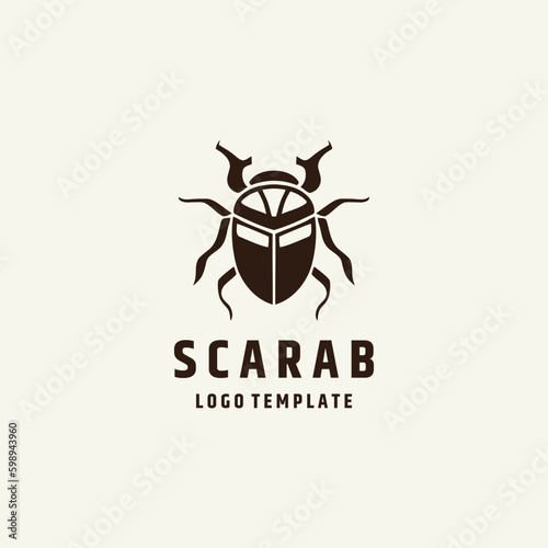 Scarab beetle logo design vector illustration