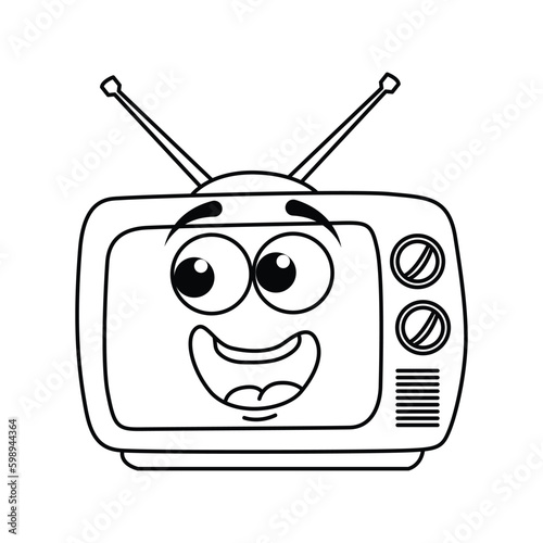 Funny television cartoon characters vector illustration. For kids coloring book.