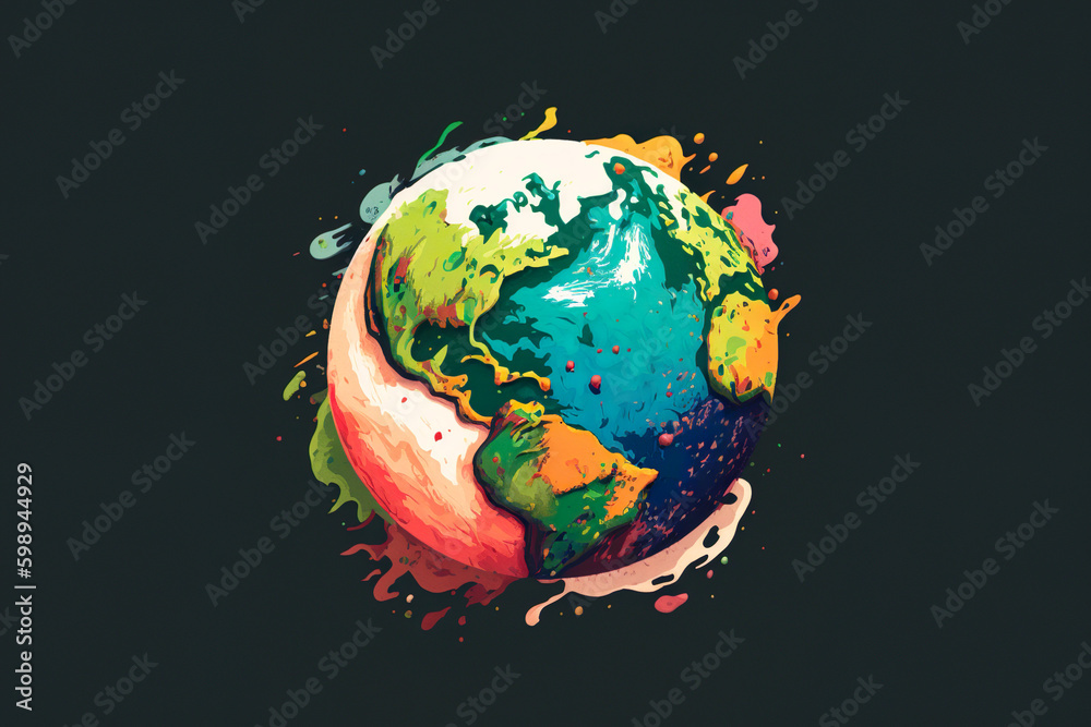 Fototapeta premium Colorful Globe Illustration - Generative AI