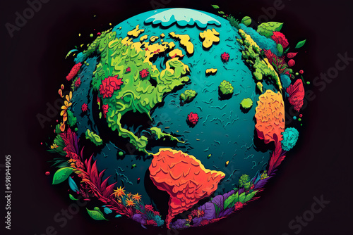 Colorful Globe Illustration - Generative AI