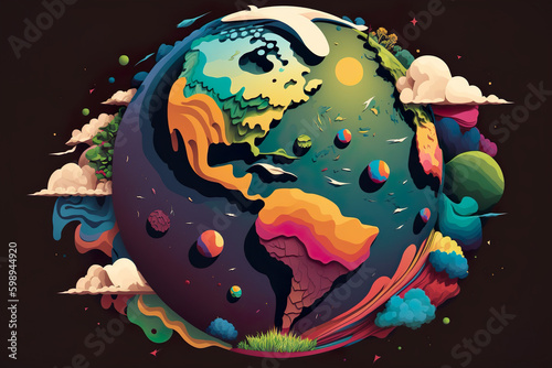 Colorful Globe Illustration - Generative AI