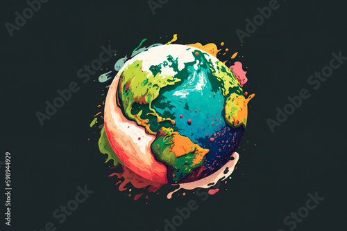 Colorful Globe Illustration - Generative AI
