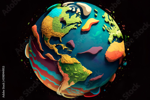 Colorful Globe Illustration - Generative AI