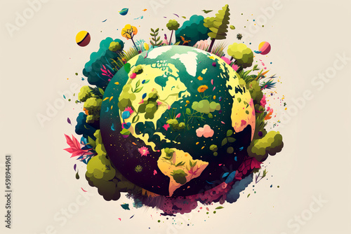 Colorful Globe Illustration - Generative AI
