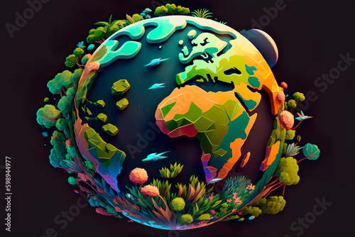 Colorful Globe Illustration - Generative AI