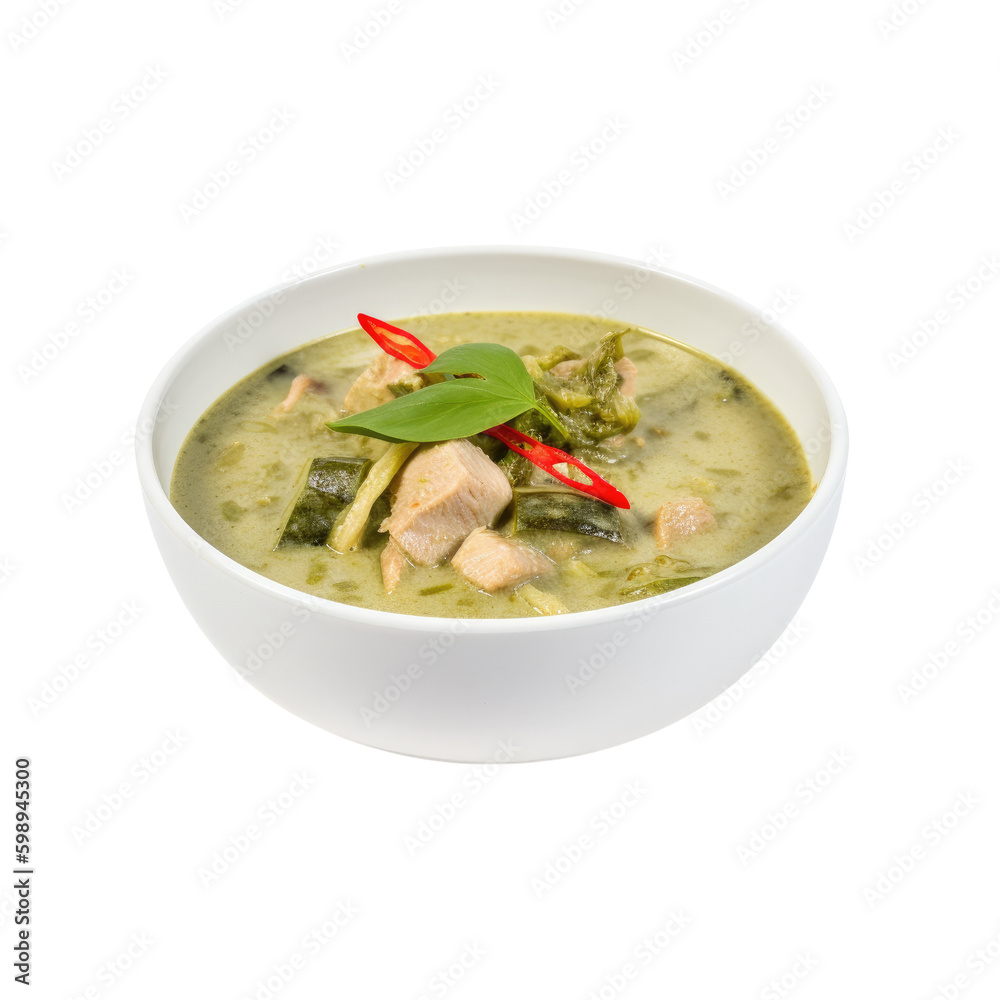 thai green curry soup isolated on a transparent background, generative ai thai green curry soup isolated on a transparent background, generative ai