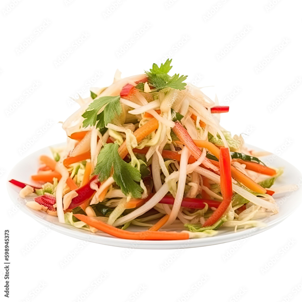 plate of som tam isolated on a transparent background, generative ai plate of som tam isolated on a transparent background, generative ai