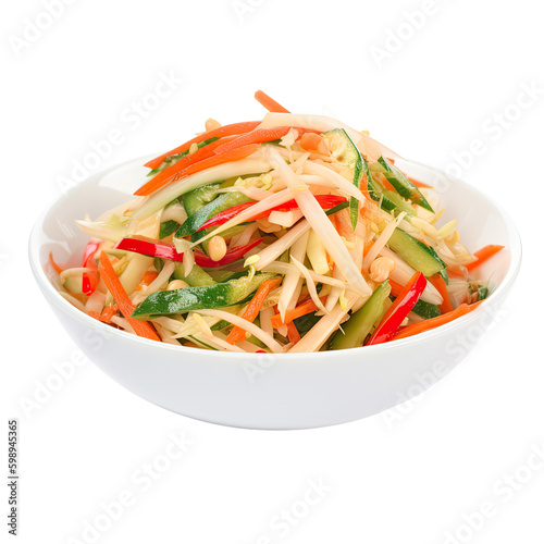 bowl of som tam isolated on a transparent background, generative ai