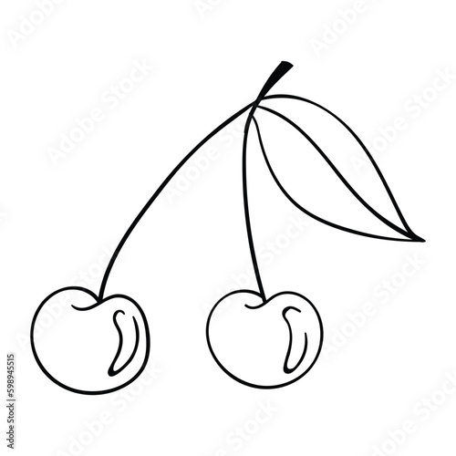 hand drawing cherry vector. Suitable for fruit icon.