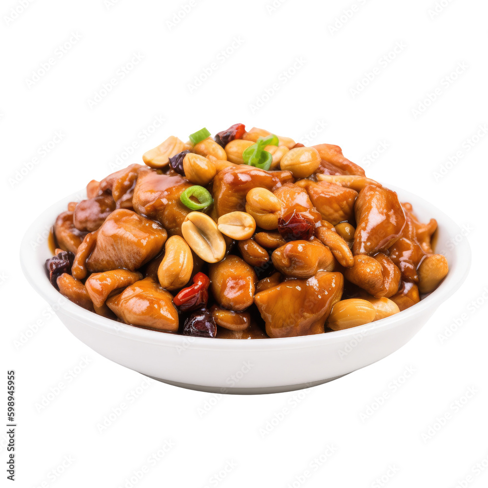 kung pao chicken bowl isolated on a transparent background, generative ai kung pao chicken bowl isolated on a transparent background, generative ai