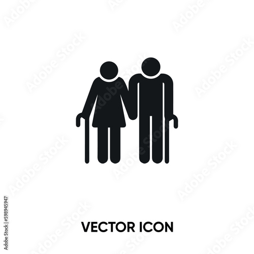 Elderly couple vector icon. Modern  simple flat vector illustration for website or mobile app. Elder or older symbol  logo illustration. Pixel perfect vector graphics
