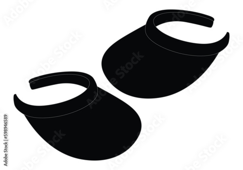 Blank Black Sun Visor Cap With Wide Brim Template on White Background, Vector File