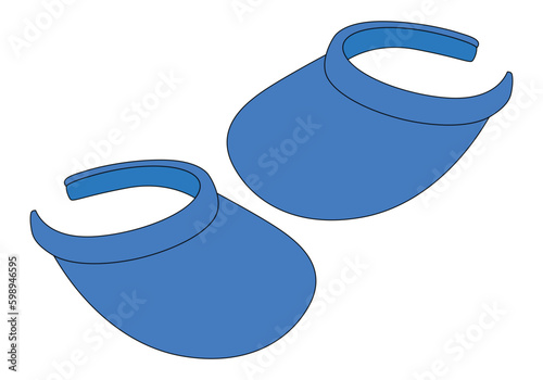 Blank Blue Sun Visor Cap With Wide Brim Template on White Background, Vector File