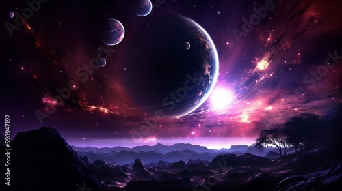 space planet purple light illustration