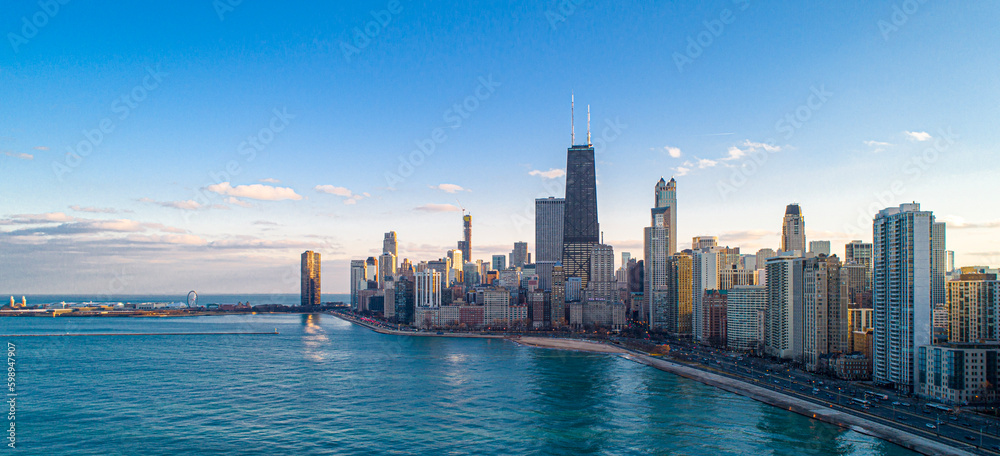 Obraz premium Chicago City at sunset