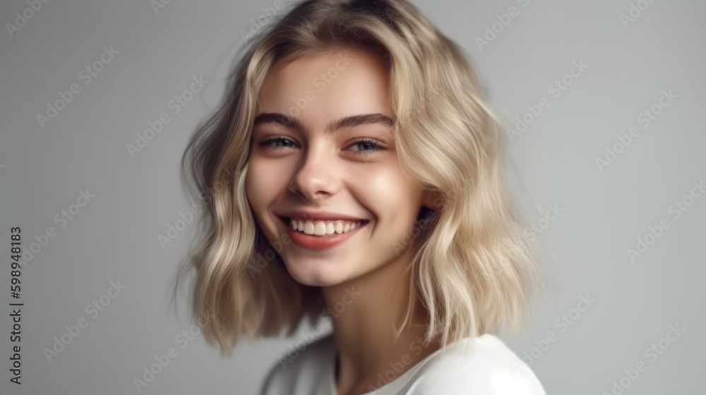 Naklejka premium Portrait photo of young smile confident woman. Generative AI