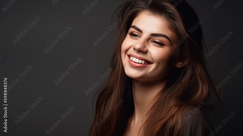 Portrait photo of young smile confident woman. Generative AI