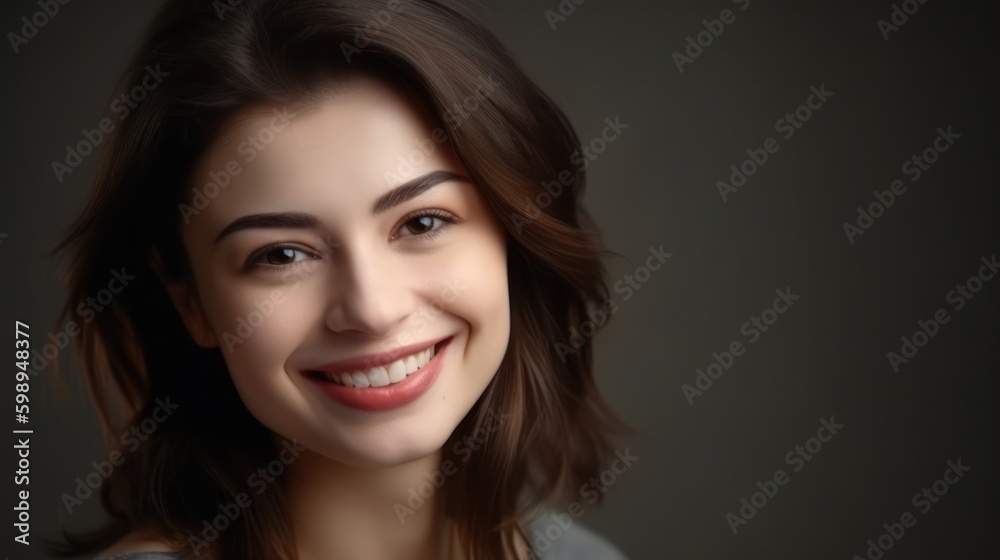 Portrait photo of young smile confident woman. Generative AI Portrait photo of young smile confident woman. Generative AI
