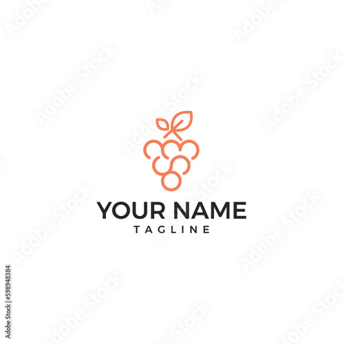 Minimalist flat and clean logo design based on the concept of Grape and wine.
