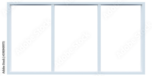 3d rendering of white rectangle grid horizontal window frame.