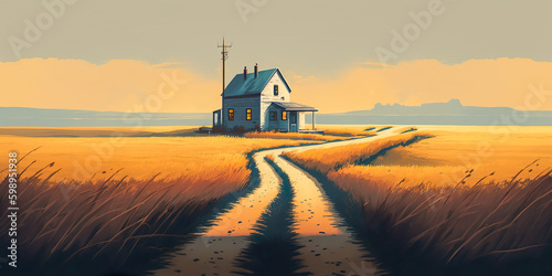 Farmhouse Illustration - Generative AI
