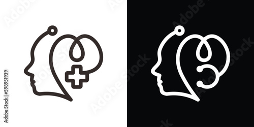 mental health logo design,stethoscope and head design icon vector illustration