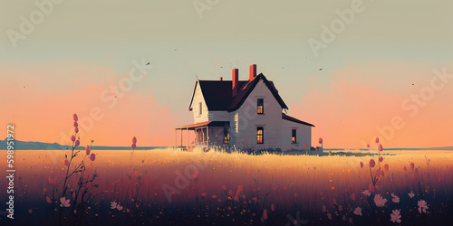 Farmhouse Illustration - Generative AI