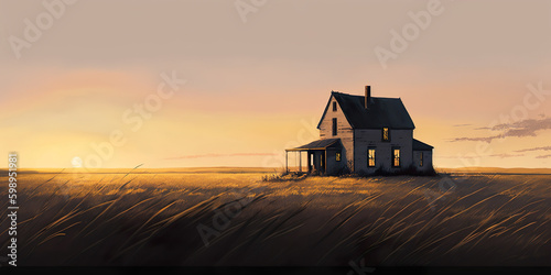 Farmhouse Illustration - Generative AI
