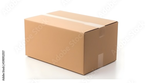 Close corrugated cardboard box, stored boxes, carton material isolated on white background studio shot.