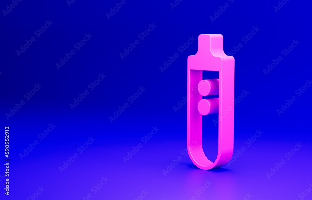 Pink Electronic cigarette icon isolated on blue background. Vape smoking tool. Vaporizer Device. Minimalism concept. 3D render illustration Pink Electronic cigarette icon isolated on blue background. Vape smoking tool. Vaporizer Device. Minimalism concept. 3D render illustration