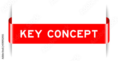 Red color inserted label banner with word key concept on white background