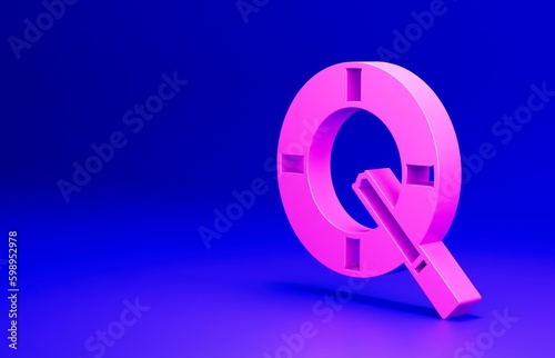 Pink Ashtray with cigarette icon isolated on blue background. Minimalism concept. 3D render illustration © Kostiantyn