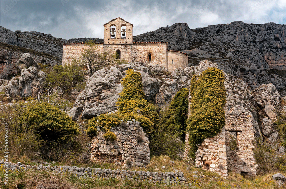 The Church of Saint-Étienne in Gréolières Village, Provence Alpes Cote d'Azur