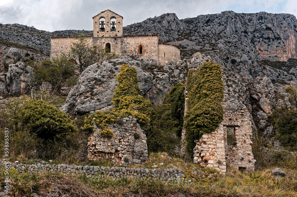 The Church of Saint-Étienne in Gréolières Village, Provence Alpes Cote d'Azur