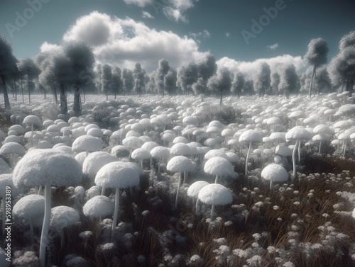 A field of mushrooms