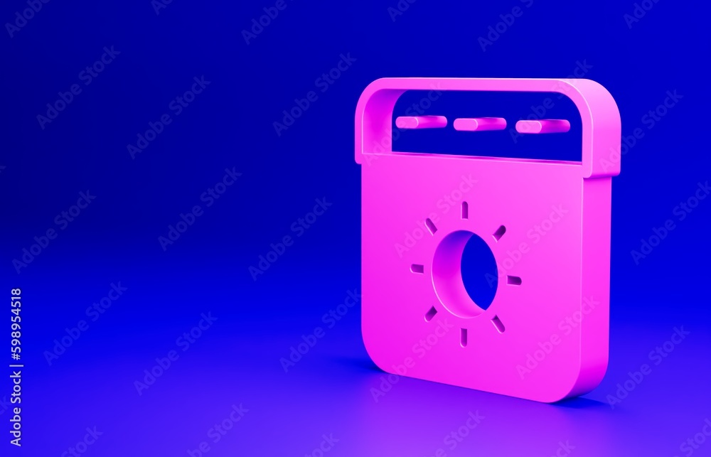 Pink Calendar summer icon isolated on blue background. Event reminder symbol. Minimalism concept. 3D render illustration Pink Calendar summer icon isolated on blue background. Event reminder symbol. Minimalism concept. 3D render illustration