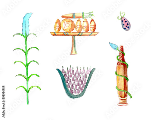 hand drawn illustration of a set of elements