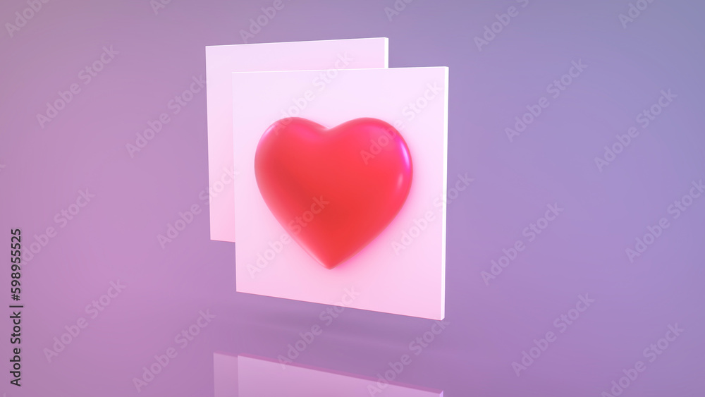 3D Render of Valentine Concept - Letter Icon with a Heart on it