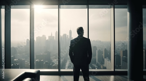 Corporate Vista: Top Manager Observing the City. Ai generative © Andrii