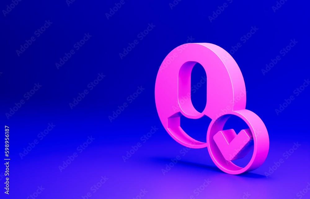 Pink Worker icon isolated on blue background. Business avatar symbol user profile icon. Male user sign. Minimalism concept. 3D render illustration Pink Worker icon isolated on blue background. Business avatar symbol user profile icon. Male user sign. Minimalism concept. 3D render illustration