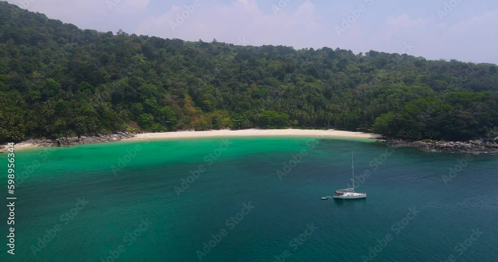 (Top-view) wave on beach sand Aerial view video High quality cinematic scene in sunset time Tropical sea Phuket Thailand Travel on March 2023 (Top-view) wave on beach sand Aerial view video High quality cinematic scene in sunset time Tropical sea Phuket Thailand Travel on March 2023